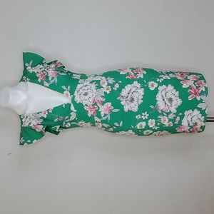 Black Halo Deklyn Green Floral Sheath Cocktail Dress Size 2